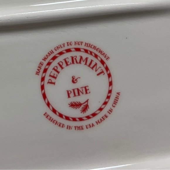 PINK Gingerbread Rectangular Serving Platter Plate NEW Peppermint and Pine NEW - Picture 4 of 4